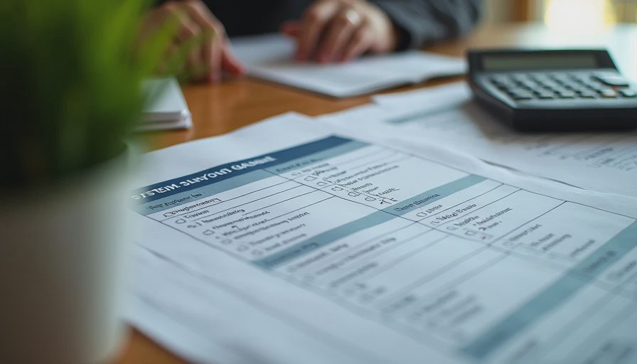 A calculator and energy bills on a desk for evaluating HVAC replacement options.