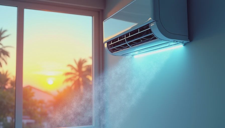 Clean illustration highlighting efficient cooling and dehumidification for long summer seasons.